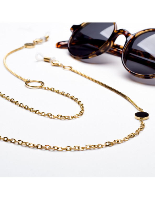 Gold-plated eyeglass chain with decorative charms