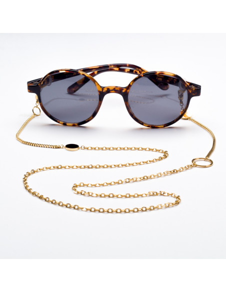 Gold-plated eyeglass chain with decorative charms
