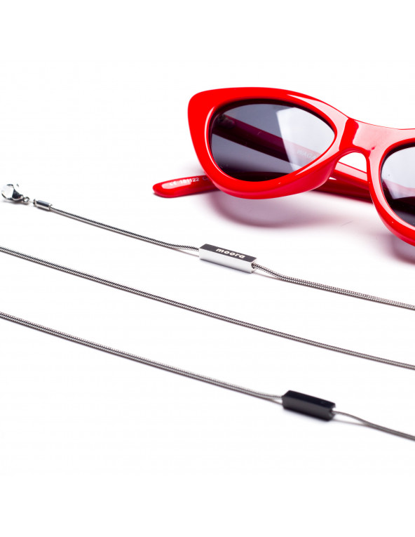 Silver stainless steel eyeglass chain with charms