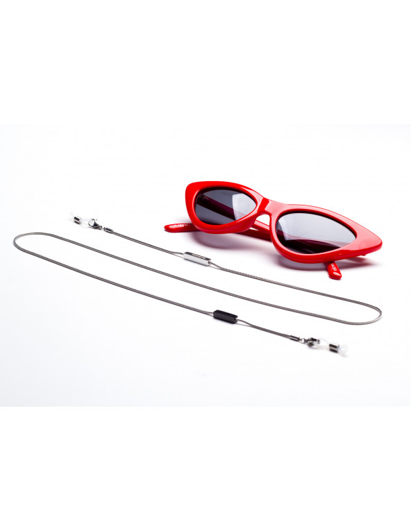 Silver stainless steel eyeglass chain with charms