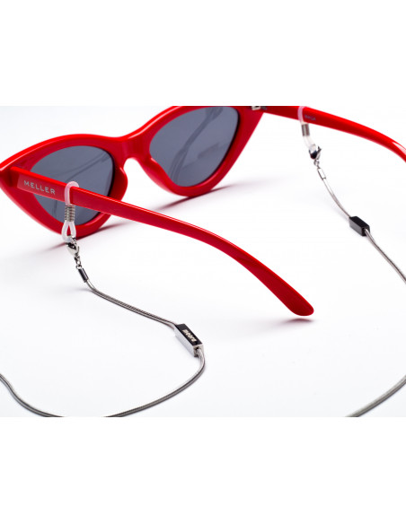 Silver stainless steel eyeglass chain with charms