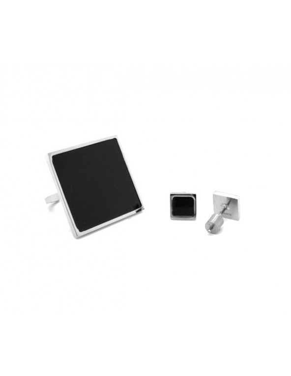 Black square stainless steel ring