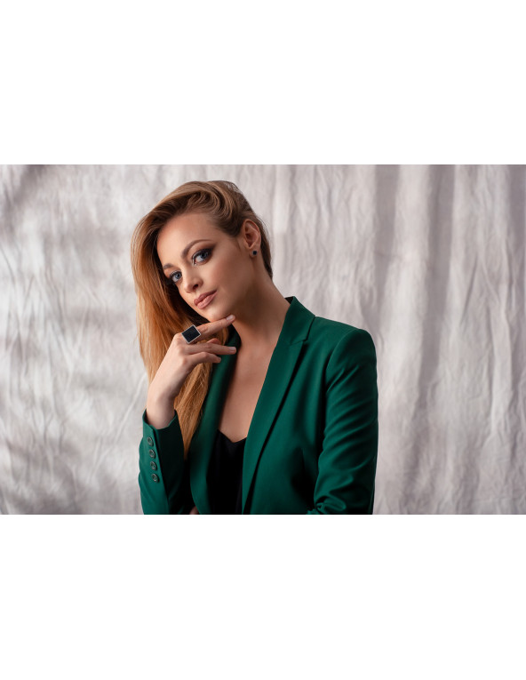 Black square stainless steel ring