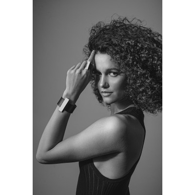 Ring made of leather and matte stainless steel – wide, black, and handcrafted 2