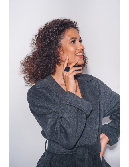 Black square stainless steel ring