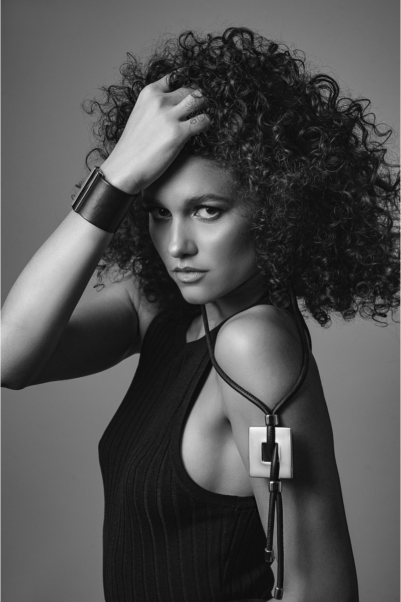 Black leather necklace with matte stainless steel square pendant