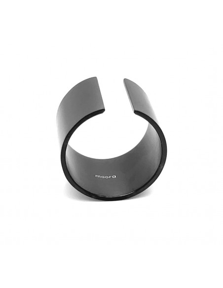 Wide matte black stainless steel ring