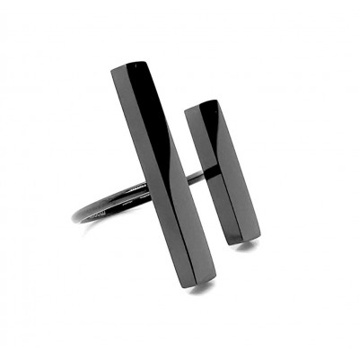Modern ring in glossy black stainless steel