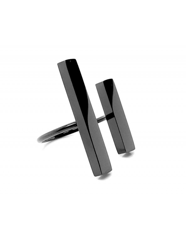 Modern adjustable ring in SHINING black stainless steel