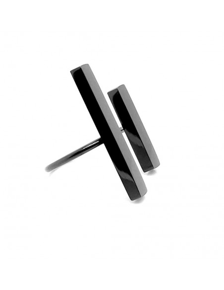 Modern ring in glossy black stainless steel