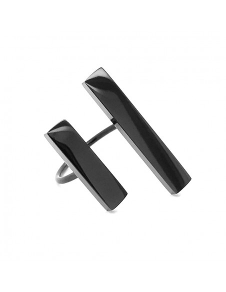 Modern ring in glossy black stainless steel