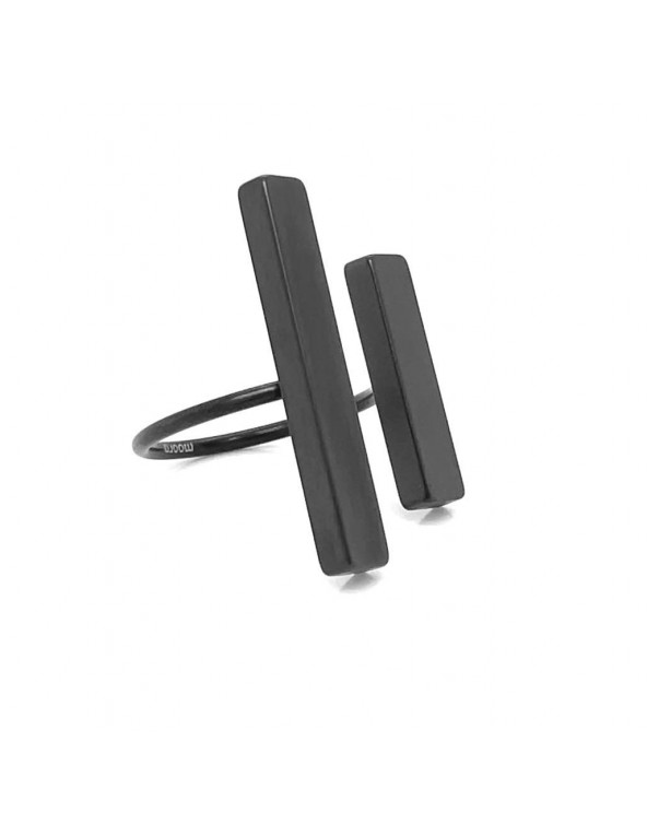 Adjustable ring made of black matte stainless steel.