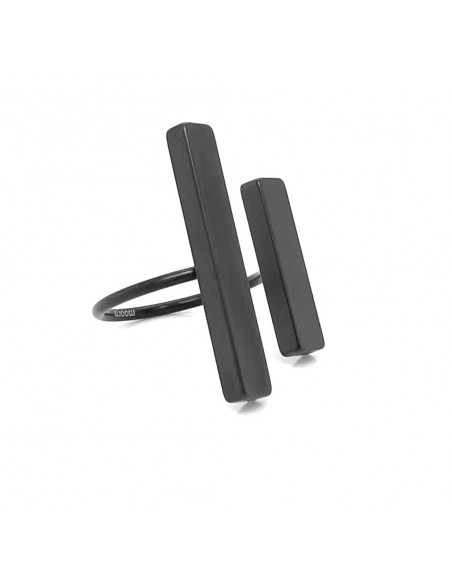 Adjustable ring made of black matte stainless steel.