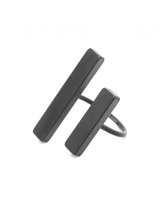 Adjustable ring made of black matte stainless steel.