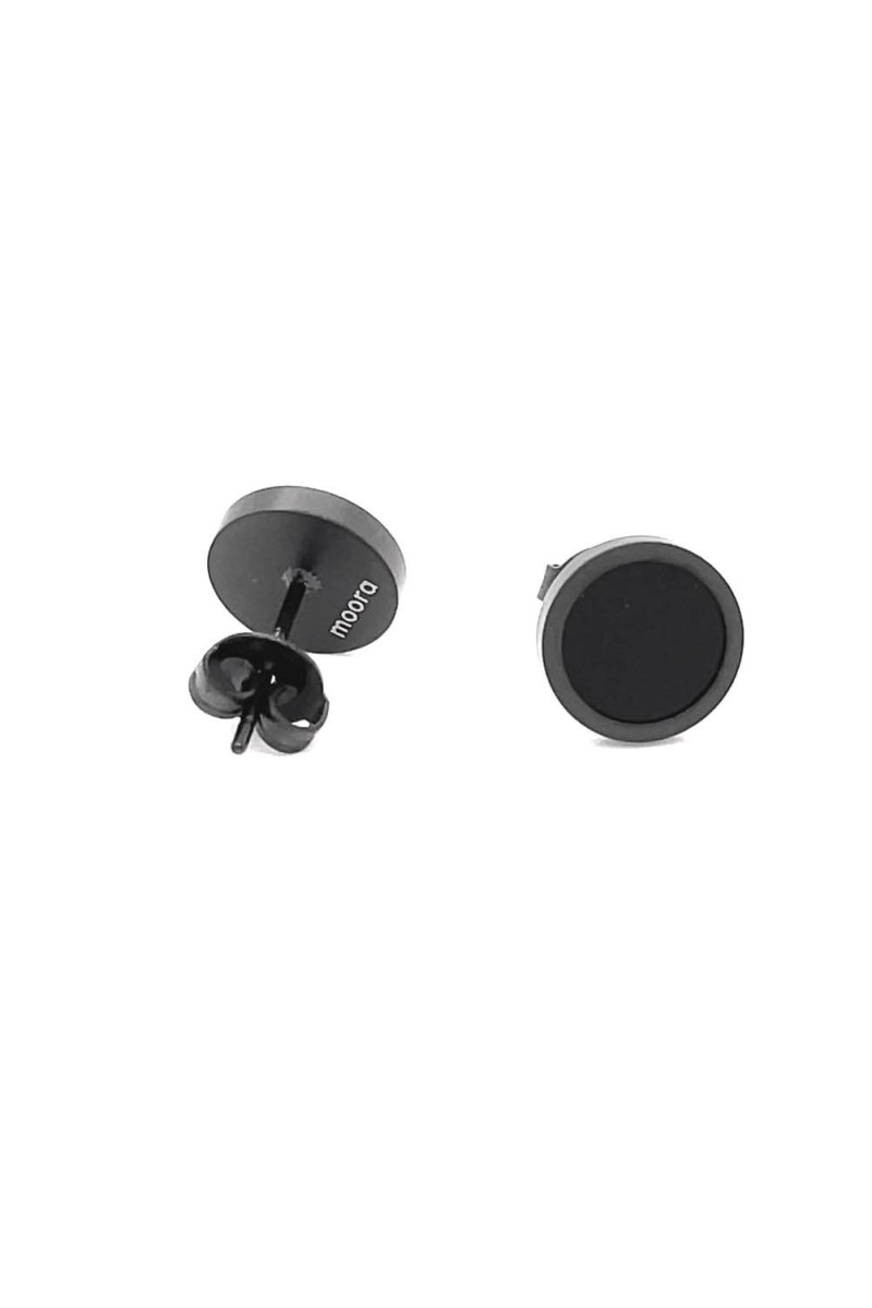 Minimalist-style earrings made of black matt stainless steel