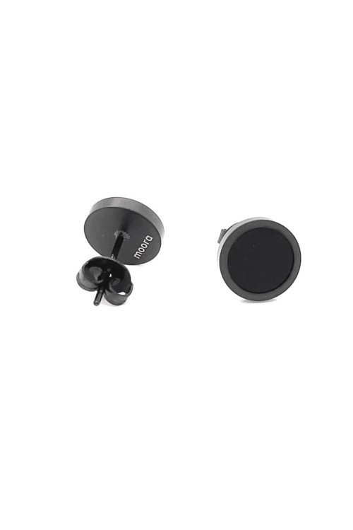Minimalist-style earrings made of black matt stainless steel