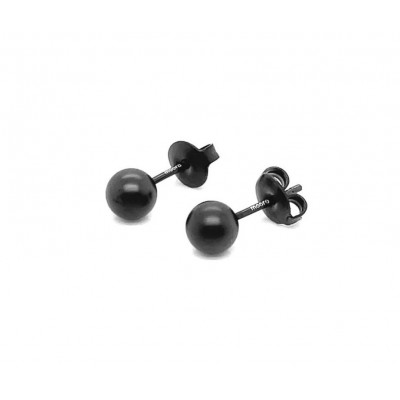 Black matte stainless steel ball stud earrings with stud fastening.