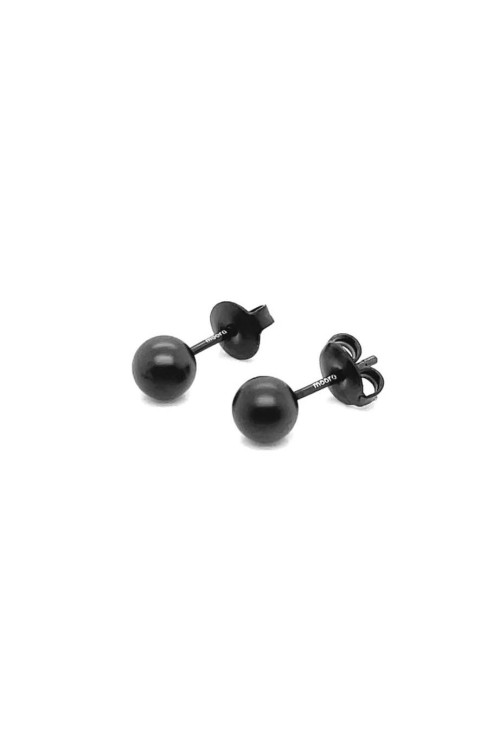 Black matte stainless steel ball stud earrings with stud fastening.
