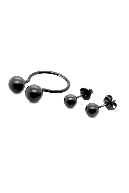 Black matte stainless steel ball stud earrings with stud fastening.