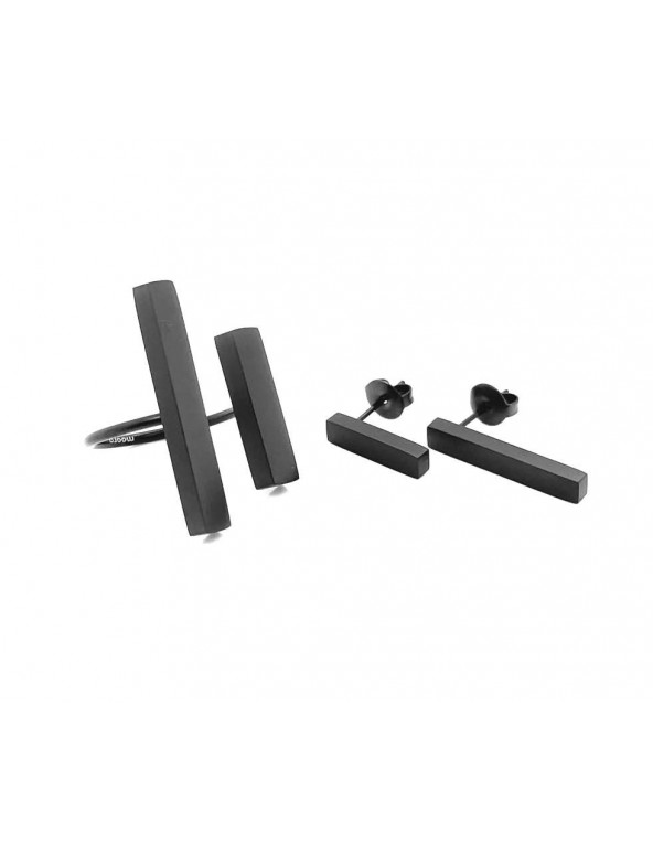 Adjustable ring made of black matte stainless steel.