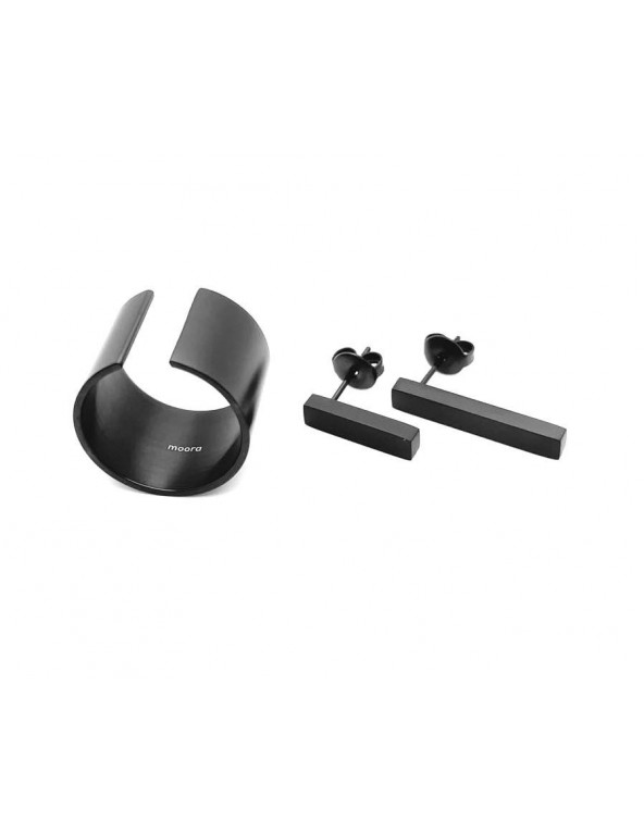 Black matte stainless steel earrings of various...