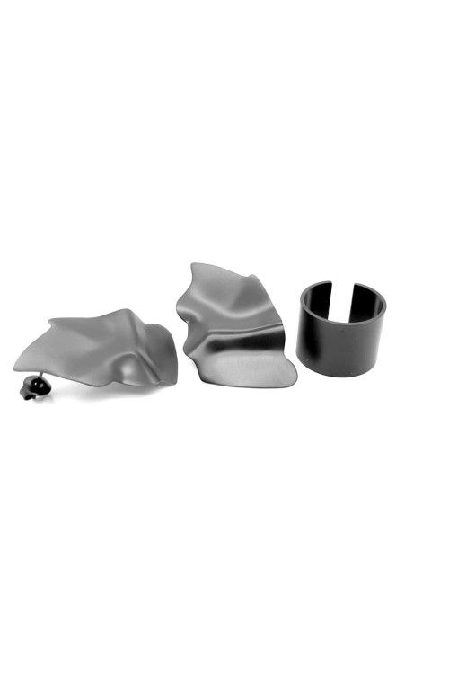 Matte black stainless steel plate earrings