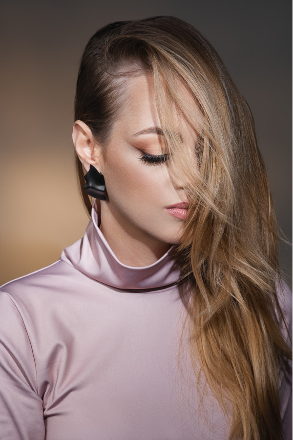 Matte black stainless steel plate earrings 2