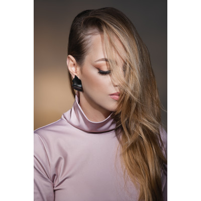 Matte black stainless steel plate earrings 2