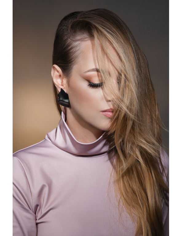 Matte black stainless steel plate earrings