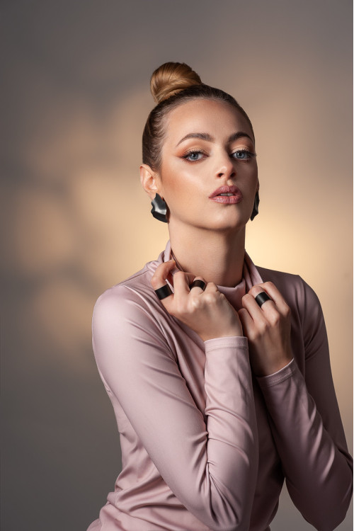 Matte black stainless steel plate earrings