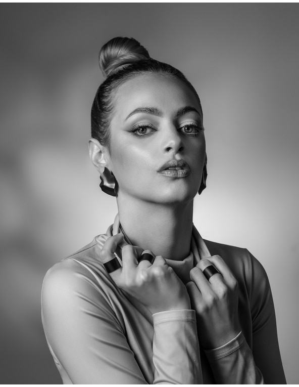 Matte black stainless steel plate earrings