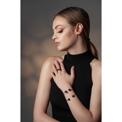 Black stainless steel ball earrings 2