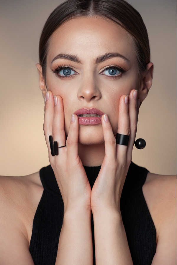 Wide matte black stainless steel ring 2