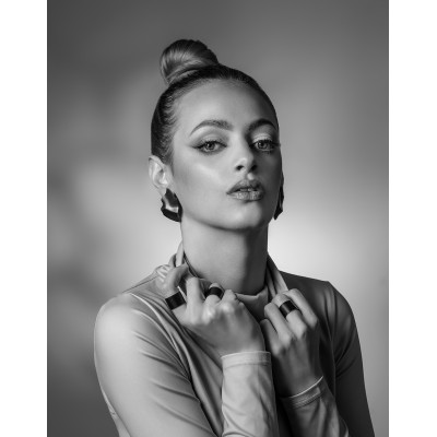 Wide matte black stainless steel ring 2