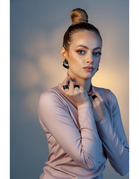 Wide matte black stainless steel ring