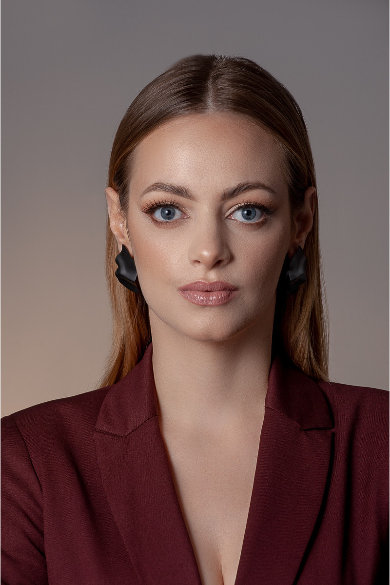 Matte black stainless steel plate earrings