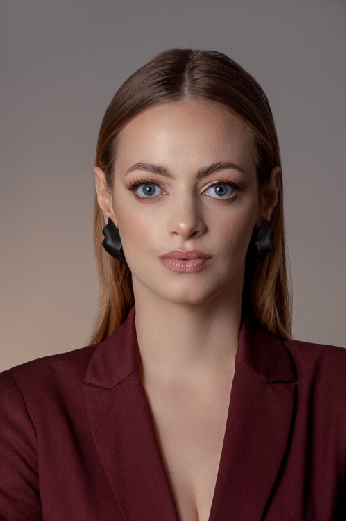 Matte black stainless steel plate earrings