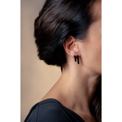 Black matte stainless steel earrings of various lengths 2
