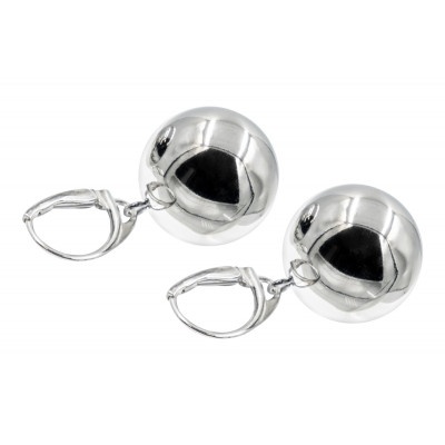 Silver and stainless steel ball earrings