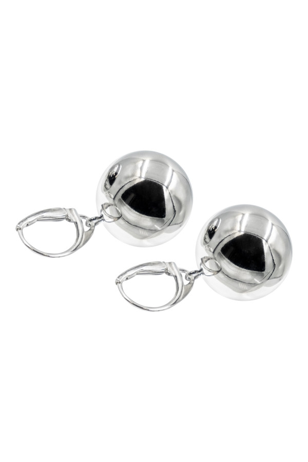 Silver and stainless steel sphere earrings | minimalist jewelry | moora.eu