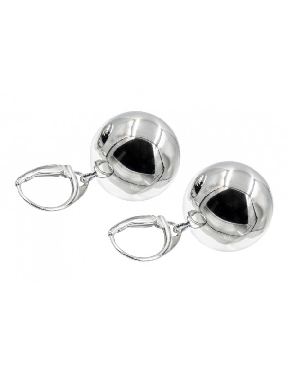 Silver and stainless steel ball earrings