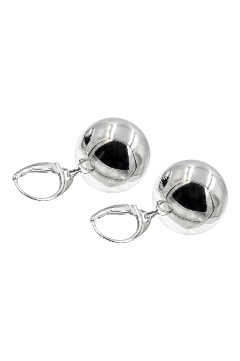 Silver and stainless steel sphere earrings | minimalist jewelry | moora.eu