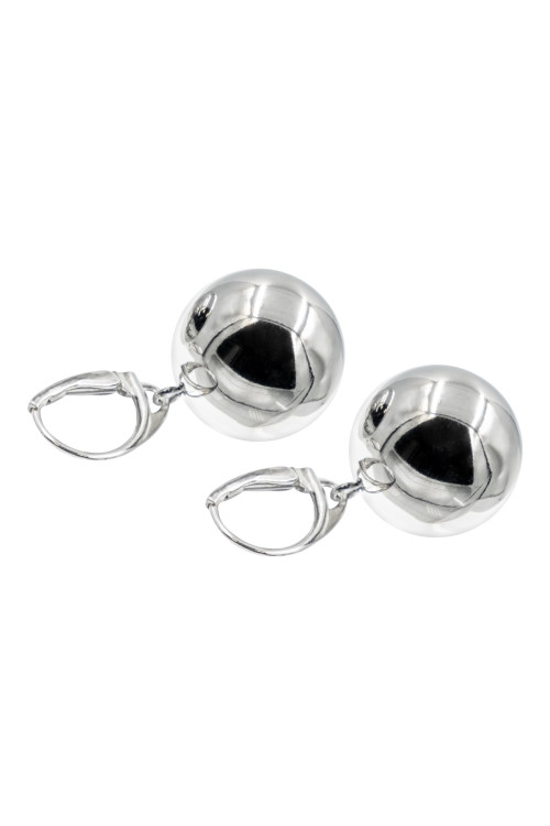 Silver and stainless steel sphere earrings | minimalist jewelry | moora.eu
