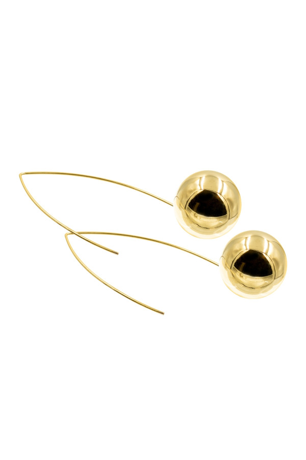 Golden sphere earrings made of silver and stainless steel