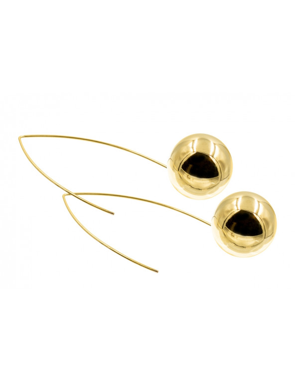 Golden sphere earrings made of silver and stainless steel