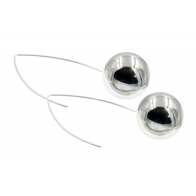 Silver ball earrings made of sterling silver 925 and stainless steel, minimalist design