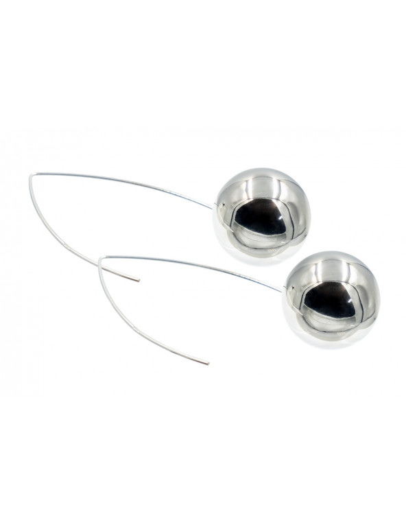 Silver ball earrings made of sterling silver 925 and stainless steel, minimalist design