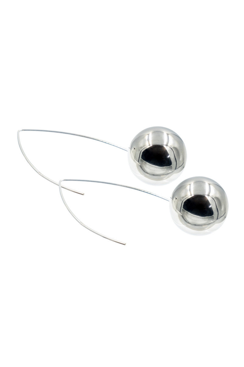 Silver ball earrings made of sterling silver 925 and stainless steel, minimalist design