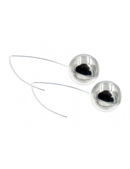 Silver ball earrings made of sterling silver 925 and stainless steel, minimalist design
