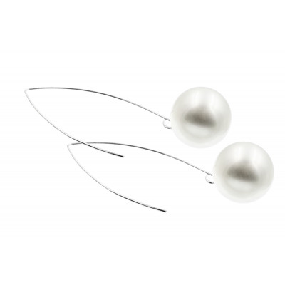 silver earrings with large 16 mm white shell pearl